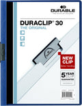 Durable Report Cover with DURACLIP Letter-Size 8.5" x 11" Inches - Holds Up to 30 Pages - Clear Cover and Dark Blue Border - Box of 25