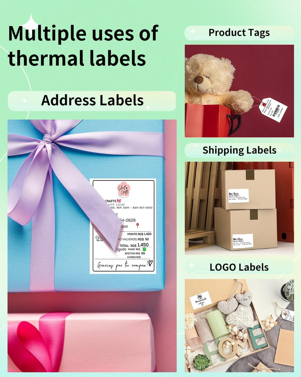 Phomemo 2" White Round Label Stickers Roll for 4X6 Thermal Label Printer for Small Business Supplies - Commercial Grade Thermal Labels for Custom Stickers Personalized & Business Logo - 750pcs / Roll