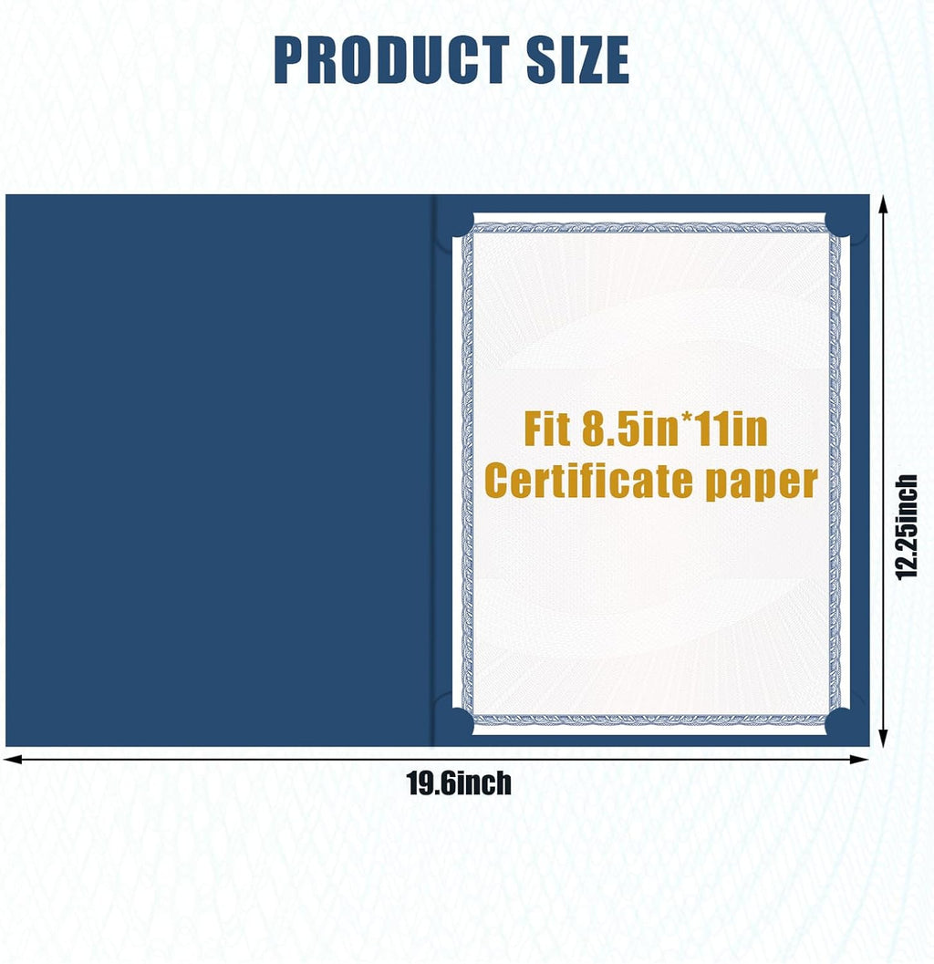 60-Pack Navy Blue Certificate Holders with Gold Foil Border, Diploma Covers for Letter Size 8.5x11 Certificates, Awards, Graduation, and Document Papers,Cardstock