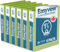 Easyview Premium 3-Ring Binders with Clear-View Covers and Round Rings, Binders for School or Office, 1.5 Inch, Pack of 6, Lime Green