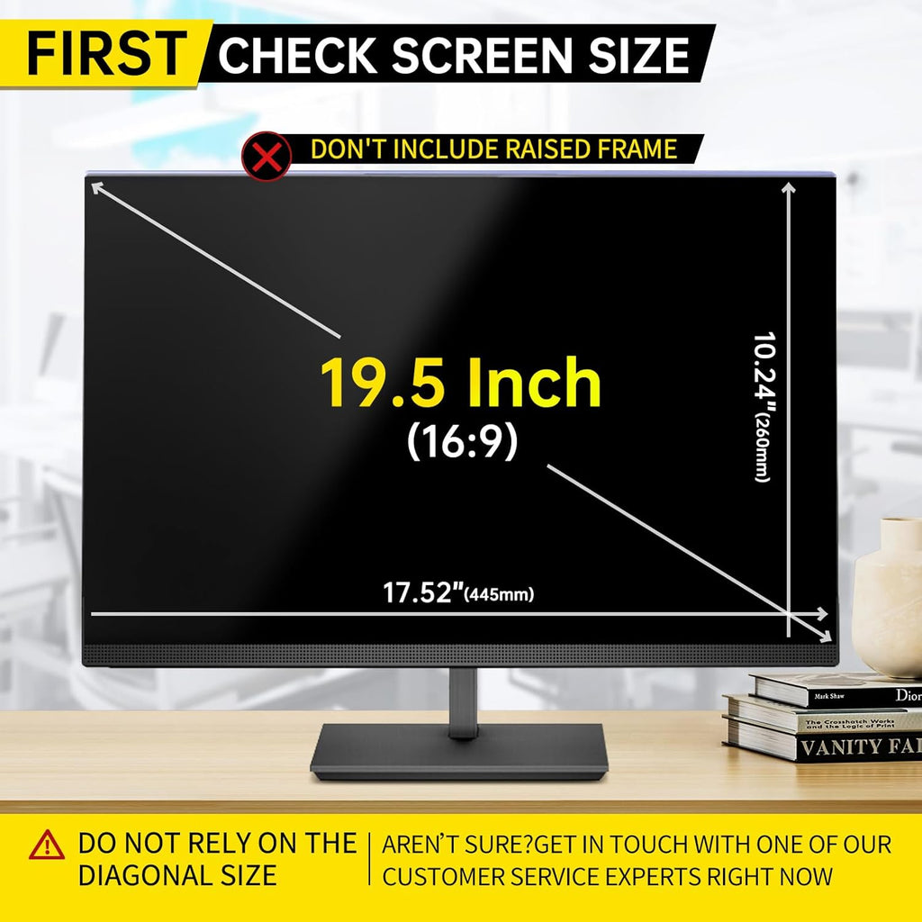 19.5 Inch Computer Privacy Screen for 16:9 Computer Monitor, Anti-Blue Light Monitor Privacy Screen Filter, Anti-UV Computer Shield