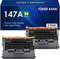 147A Black Toner Cartridge Compatible Toner Cartridge Replacement for HP 147A W1470A 147X W1470X for Enterprise M610n M611dn M611x M612dn M612x MFP M634h M635fht M635h M636fh Printer Ink (2-Pack)
