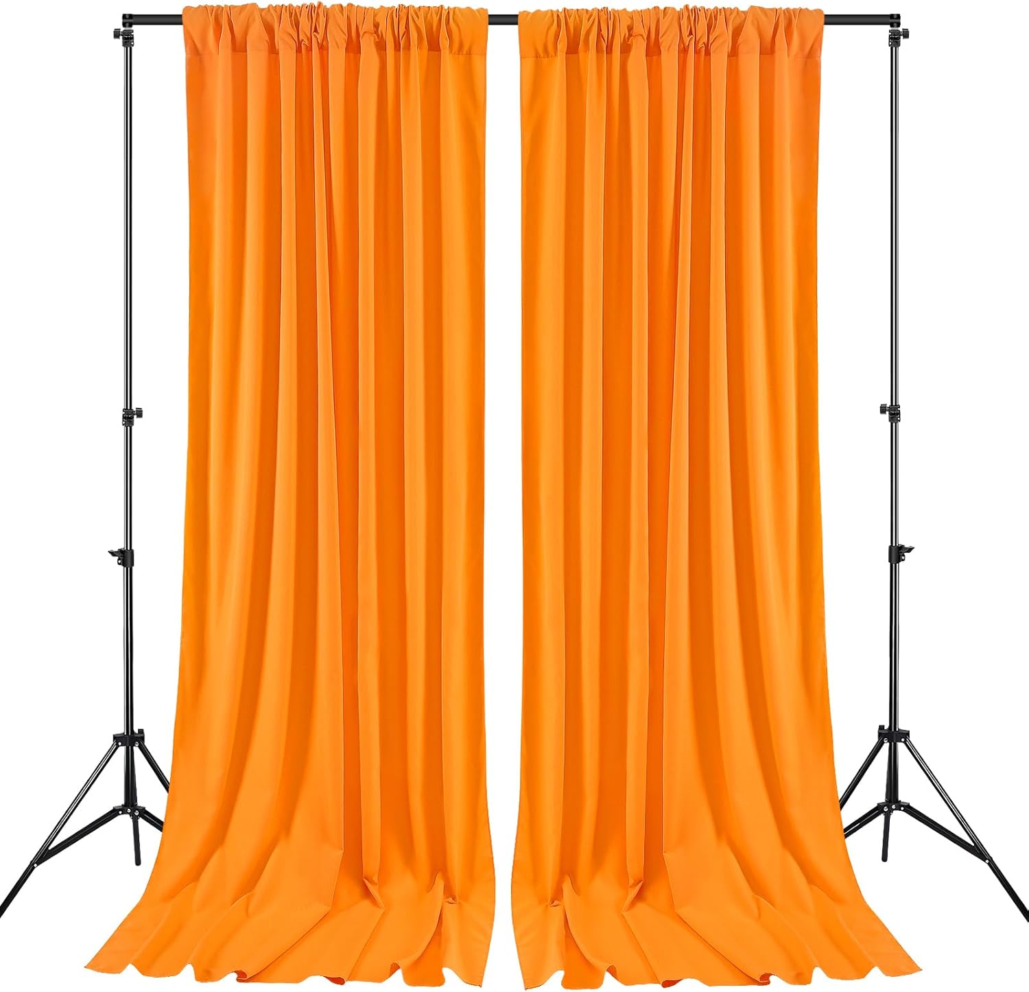 Orange Backdrop Curtains 2 Panels 5ft x 10ft Polyester Photo Drapes for Backdrop Halloween Home Party Decorations