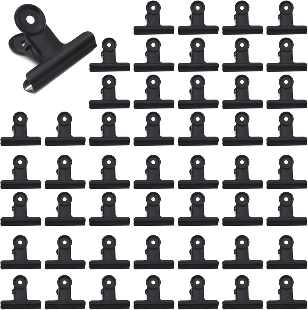 50 Pcs Metal Bulldog Clips, Gold Bull Binder,Mini Metal Paper Clips 0.87 in Hinge Clips Small for Tags Bags, Food Bags,Pictures Photos,Art Work,Office and Home Kitchen,Price Tag (Black)