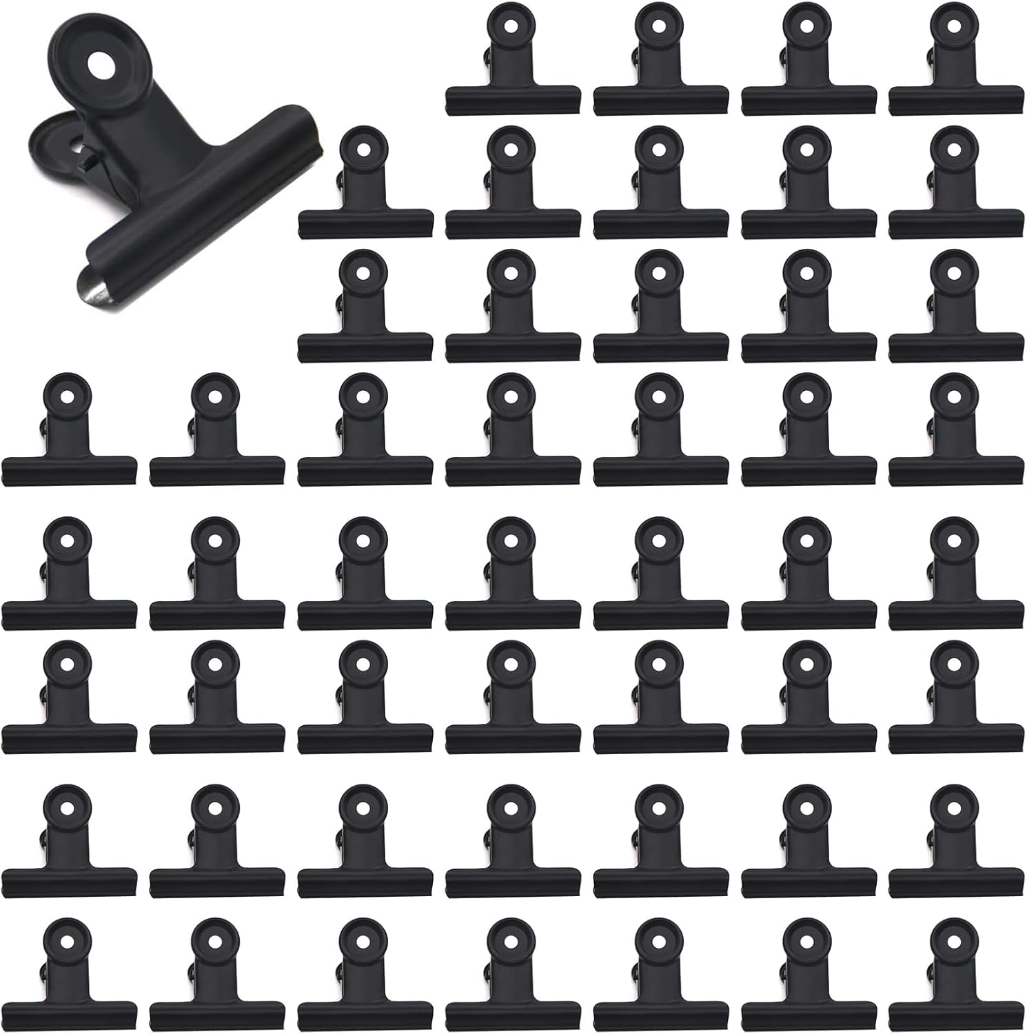 50 Pcs Metal Bulldog Clips, Gold Bull Binder,Mini Metal Paper Clips 0.87 in Hinge Clips Small for Tags Bags, Food Bags,Pictures Photos,Art Work,Office and Home Kitchen,Price Tag (Black)