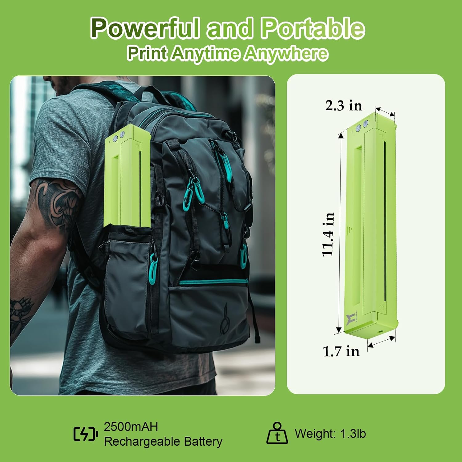 Tattoo Stencil Printer, P19 Wireless Thermal Temporary Tattoo Transfer Printer for Tattooing, 2500mAh Portable Tattoo Machine Kit Compatible with Phone/Tablet/PC, Green