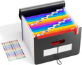 ABC life 12 Pockets Accordion File Organizer Expanding File Folders, Portable Letter A4 Size Filing Box, Plastic Monthly Bill Receipt Document Organizer, Expandable Accordian Folder with Colored Tabs