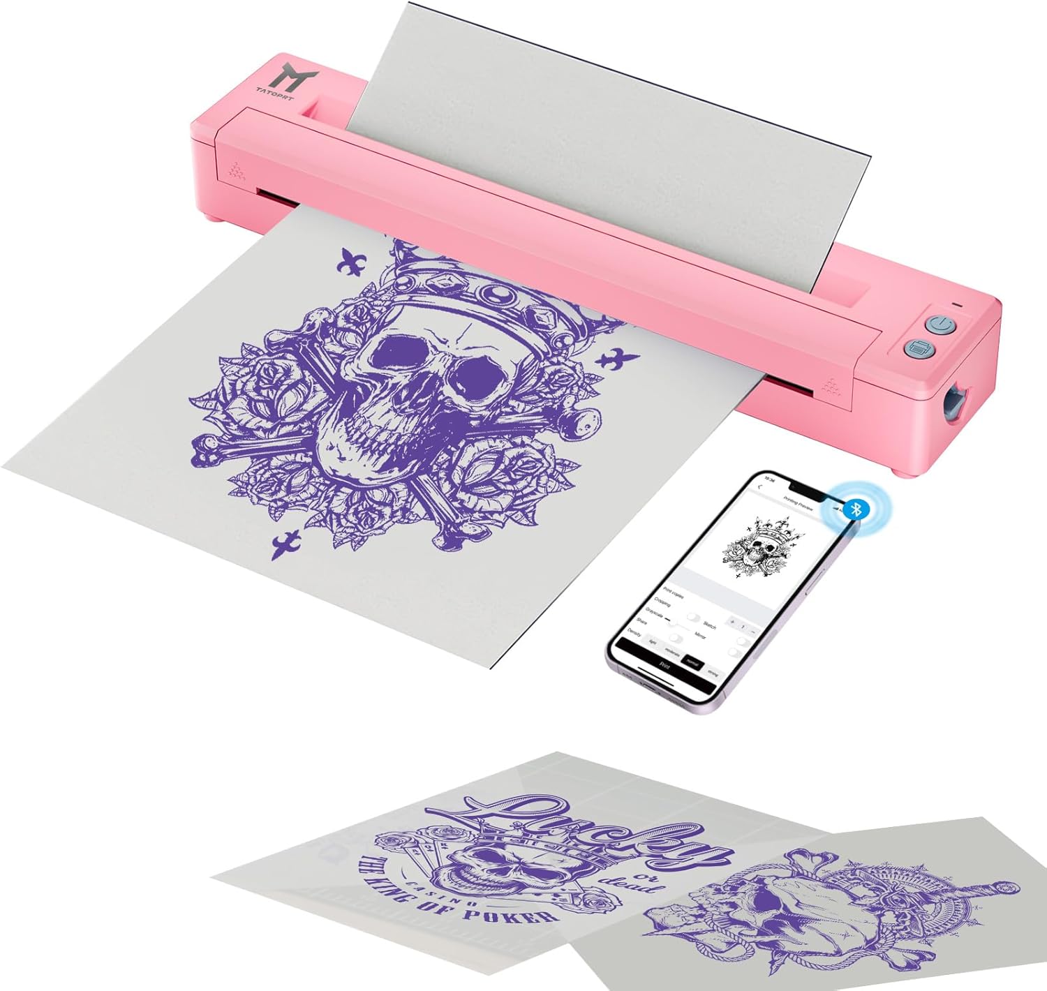 P19 Wireless Tattoo Stencil Printer Bluetooth Thermal Temporary Tattoo Transfer Printer Machine Kit for Tattoo Artists & Beginners