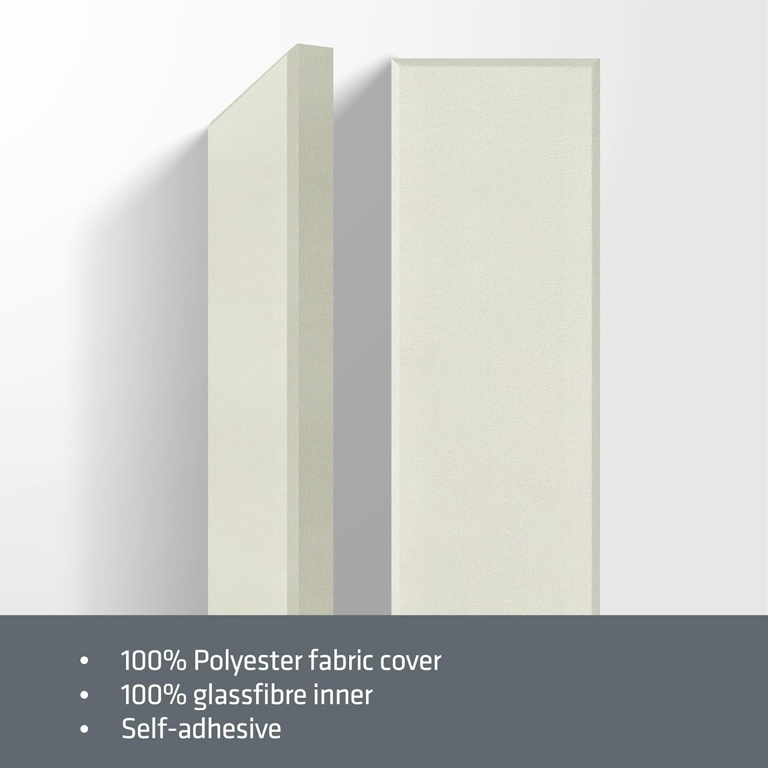 UMIACOUSTICS 2 PCS Fiberglass Acoustic Panels, 48x12x2 Inches Sound Absorbing Panels, Self-adhesive Sound Proof Panels for Studios, Office, Home Theater. (Off White)
