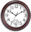 12 Inch Outdoor Wall Clock with Thermometers, Vintage Silent Wall Clocks Battery Operated, Retro Non-Ticking Clock Decorative for Living Room, Patio, Kitchen, Office, Bathroom, Bedroom(Bronze)