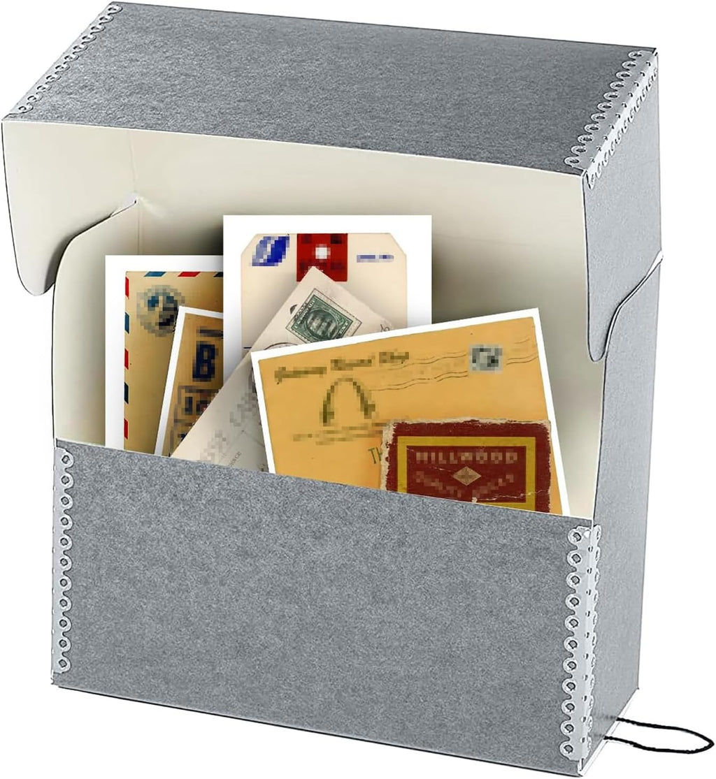 Lineco Archival Document Storage Box with Metal Edge, Acid-Free Gray Boxboard, Organize and Store Files, Prints, Photos, Legal-Sized Document Case 15.5" x 10.5" x 5" Wide, Pack of 2