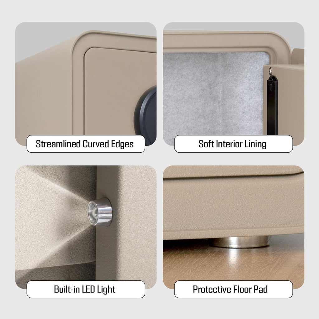 Home Safe Box, Digital Small Personal Safes, caja fuerte, Security Money Closet Electronic Lock Box with Keypad for Pistol Cash Jewelry, Document, Hotel, Dorm, Office (1.0cuft Sand)