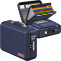 Fireproof File Box, Hard Case Fireproof Document Organizer with Lock Hard-Shell Design Fireproof Water Resistant Safe Box for Important Documents Certificates Laptop Passports Blue