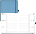 POPRUN Weekly Planner 2026 Calendar (Large 8.5" x 10.5") 12 Months Notebook with Horizontal Layout, Leather Hardcover, Inner Pocket, 100GSM Thick Paper, Pen Holder - Aquamarine