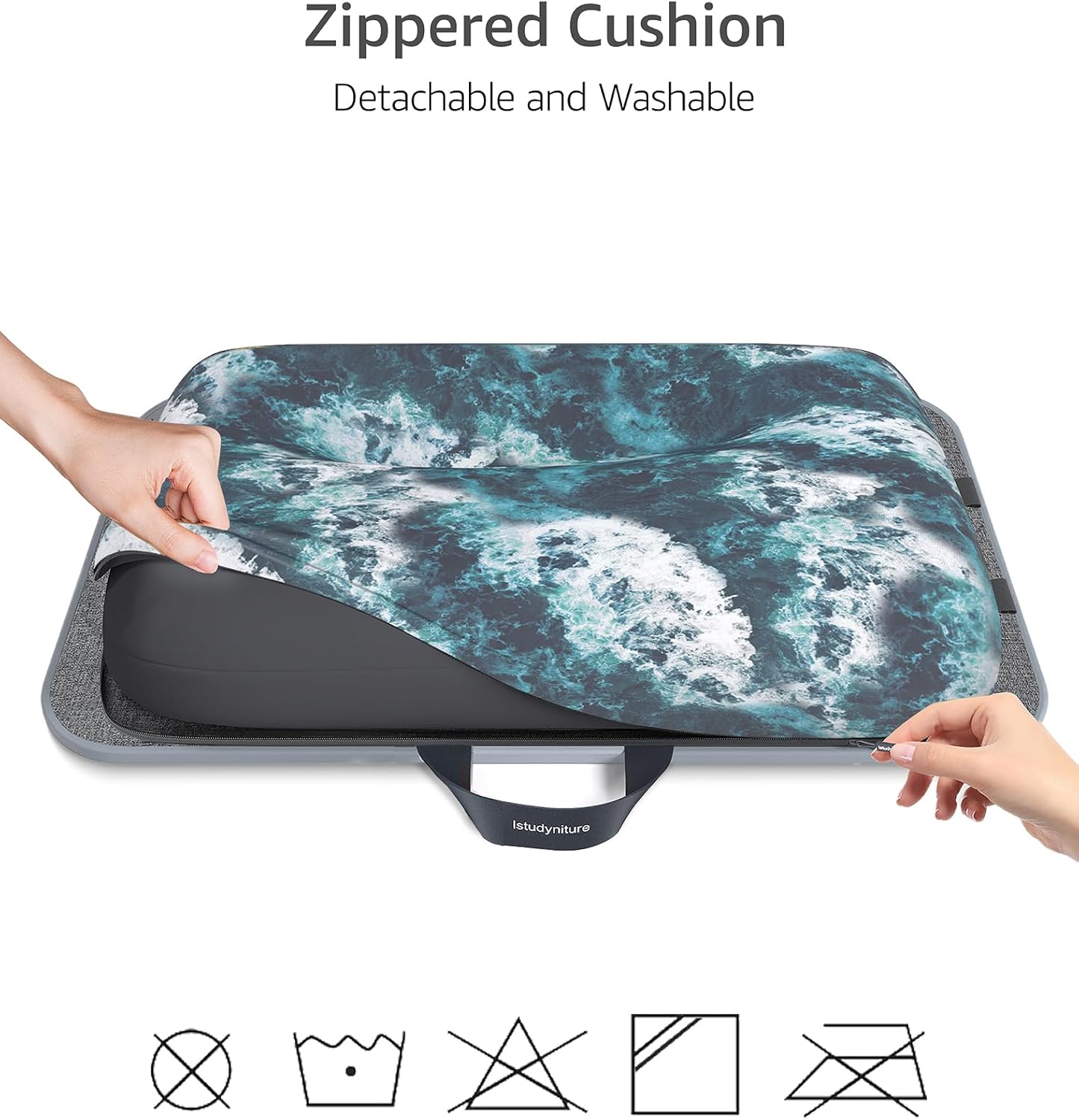 Lap Desk - Washable Cushion – Fits up to 17-Inch Laptops – Portable Laptop Desk & Stand – Bed desks & Tray for Writing, Reading, Working, Gaming on Bed, Couch, Floor –Istudyniture - Large, Waves