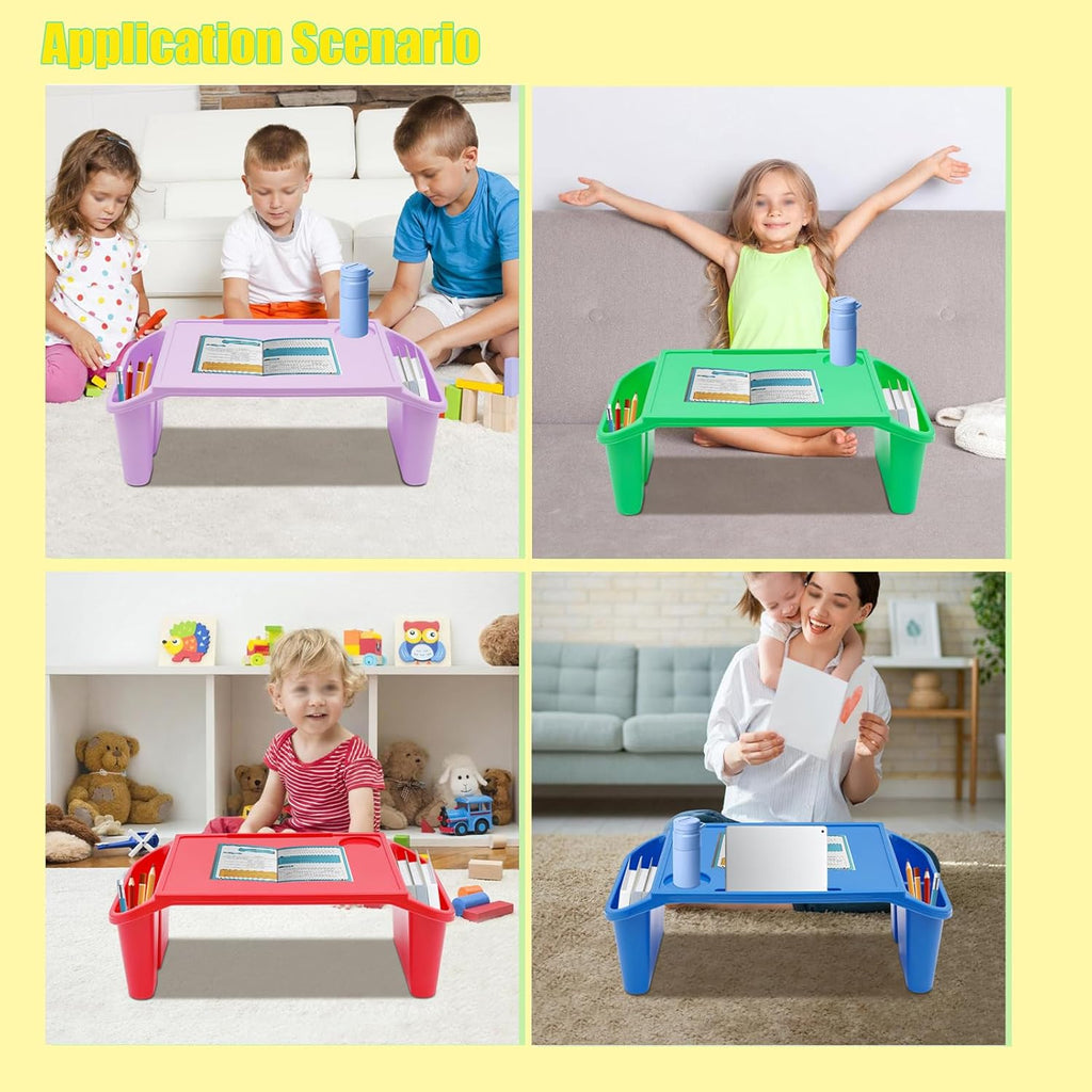 6 Pack Kids Lap Desk Tray with Storage Slots, Portable Lap Desk, Activity Tray, Drawing, Stackable, Writing, Eating, Classroom, 19.69" L x 9.84" W x 7.1" H
