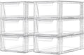 6 Pack Clear Stackable Storage Drawers, 3.95" H Easily Assemble Acrylic Organizer Bins - Multi-Use for Make up, Closet, Pantry, Bathroom, Medicine, Kitchen Cabinet & Undersink Organization