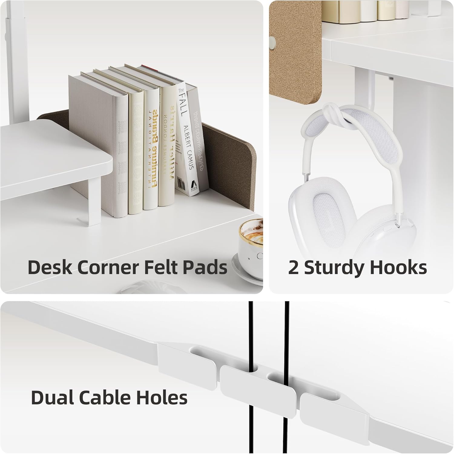 Claiks Electric Standing Desk with Monitor Stand, 48 x 24 Inches Electric Height Adjustable Desk with Removable Shelves, Stand Up Computer Desk Workstation, White