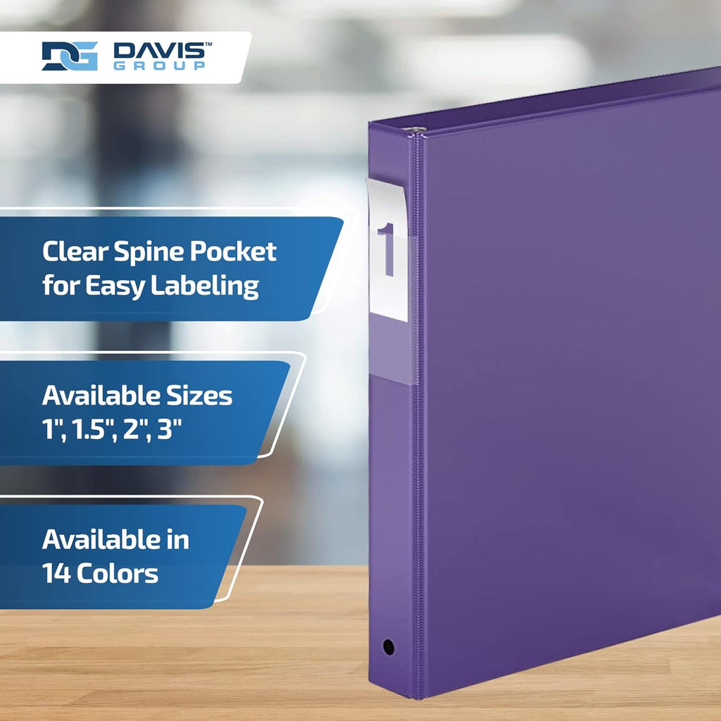 Premium Economy 6-Pack 3-Ring Binders for School or Office, Round-Ring Binders, 1 Inch, Purple
