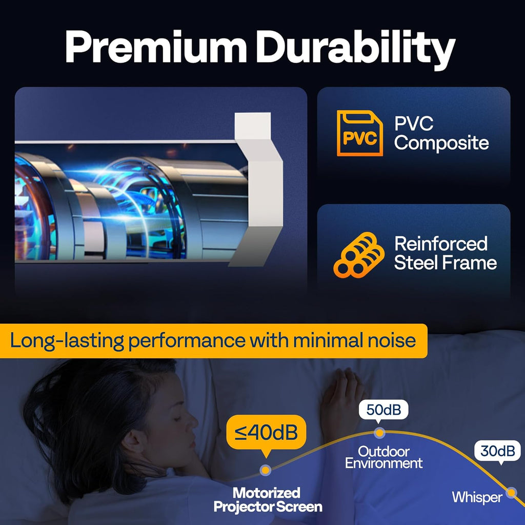 VIVOHOME Motorized Projector Screen with Remote, 16:9 84 Inch Auto Electric Projection Screen, HD 4K Movie Screen for Home Theater, Cinema, Office (73 x 41 White)