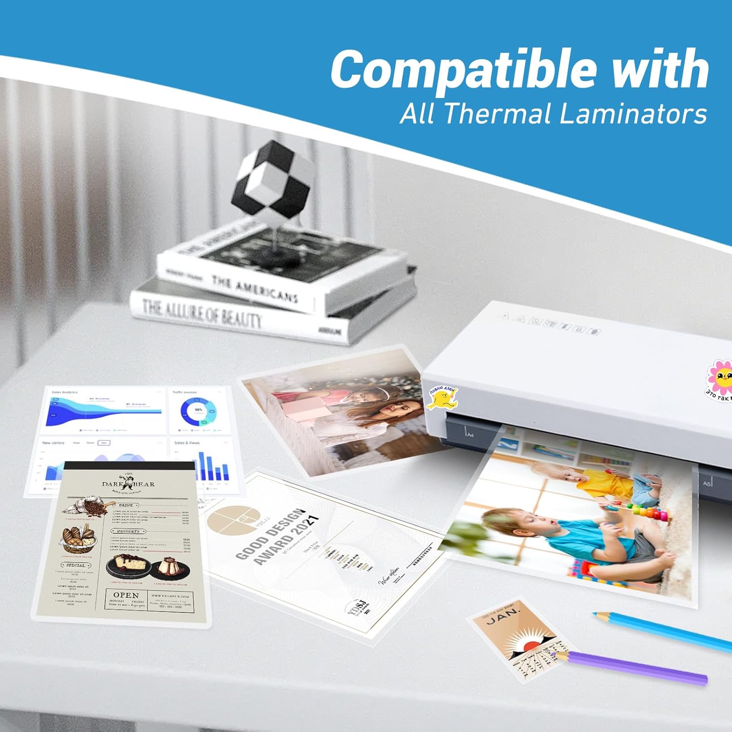 Uinkit Matte Thermal Laminating Pouches 9 x 11.5 Inches 3 Mil Thick Matte Finish 100 Sheets Large Package Fitted for Letter Size Laminating Sheets 8.5 x 11