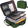 ROLOWAY Fireproof Document Bag with Lock (17 x 11.8 x 5 inch), Important Document Storage Bag with Multi-Layer File Organizers (Green)