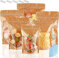 150-Pack Kraft Paper Bags with Clear Window 6" x 9" Reclosable Small Stand Up Mylar Bags for Food Storage Resealable Smell Proof Pouch, Edible Packaging, Reusable bags for Small Business
