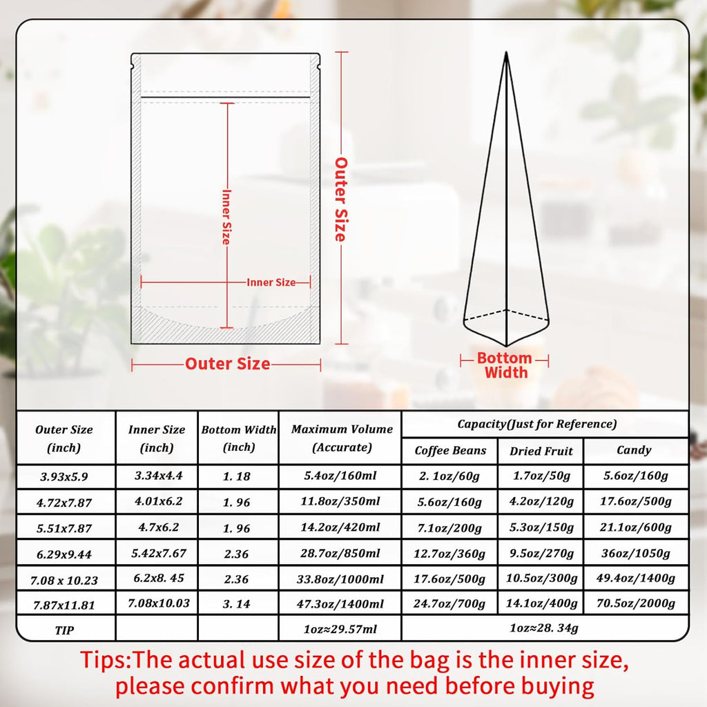 100 PCS Resealable Bags, Stand Up Kraft Bags with Window Clear Front Pouches, Zipper Lock Food Storage Bags 6.29×9.44 Inch Reusable Sealable Bags for Packaging