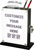 Large Suggestion Box With Slot and Lock - Metal Wall Mounted Ballot Box, Donation Case, Safe Lock Tip Jar For Fundraising, Hotel, Bar and School Voting Use (Black, 10'' x 4.75'' x 12.5'')