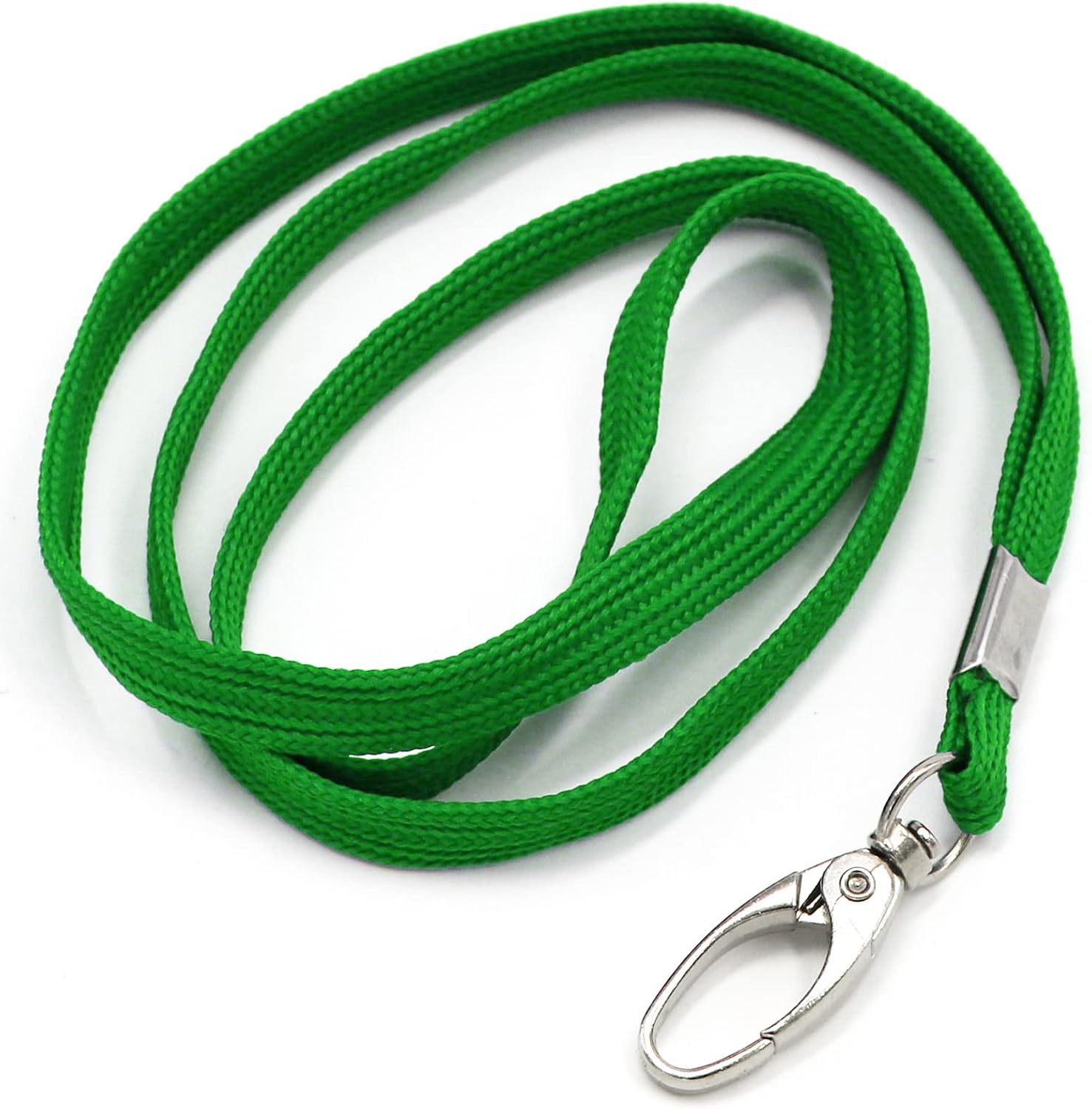 100 Pack Lanyards Bulk Lanyard for Office Id Badges Flat Lanyard with Badge Clip Swivel Hook (100 Pack, Green)