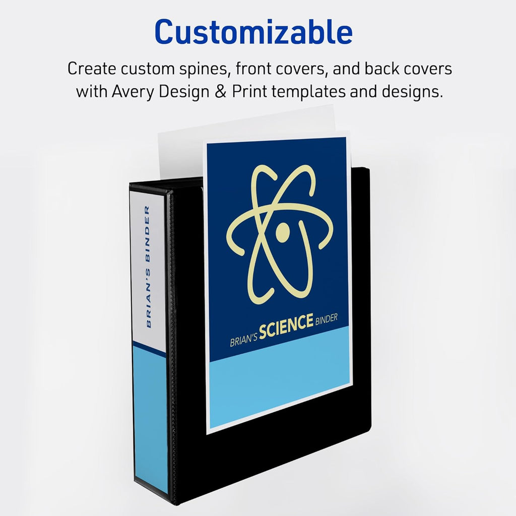 Avery Heavy-Duty View 3 Ring Binders, 2 Inch One Touch Slant Rings, 530-Sheet Capacity, Assorted Dark Colors, 4-Pack (79638) – for School, Office, Teachers, Classrooms & Home Organization