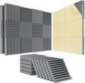 24 Pack Self-Adhesive Acoustic Panels - 2"X 12"X 12"Wall Panels - Quick-Recovery and High Density Sound Panels - Sound proof Acoustic Foam for Home Studio - Gray