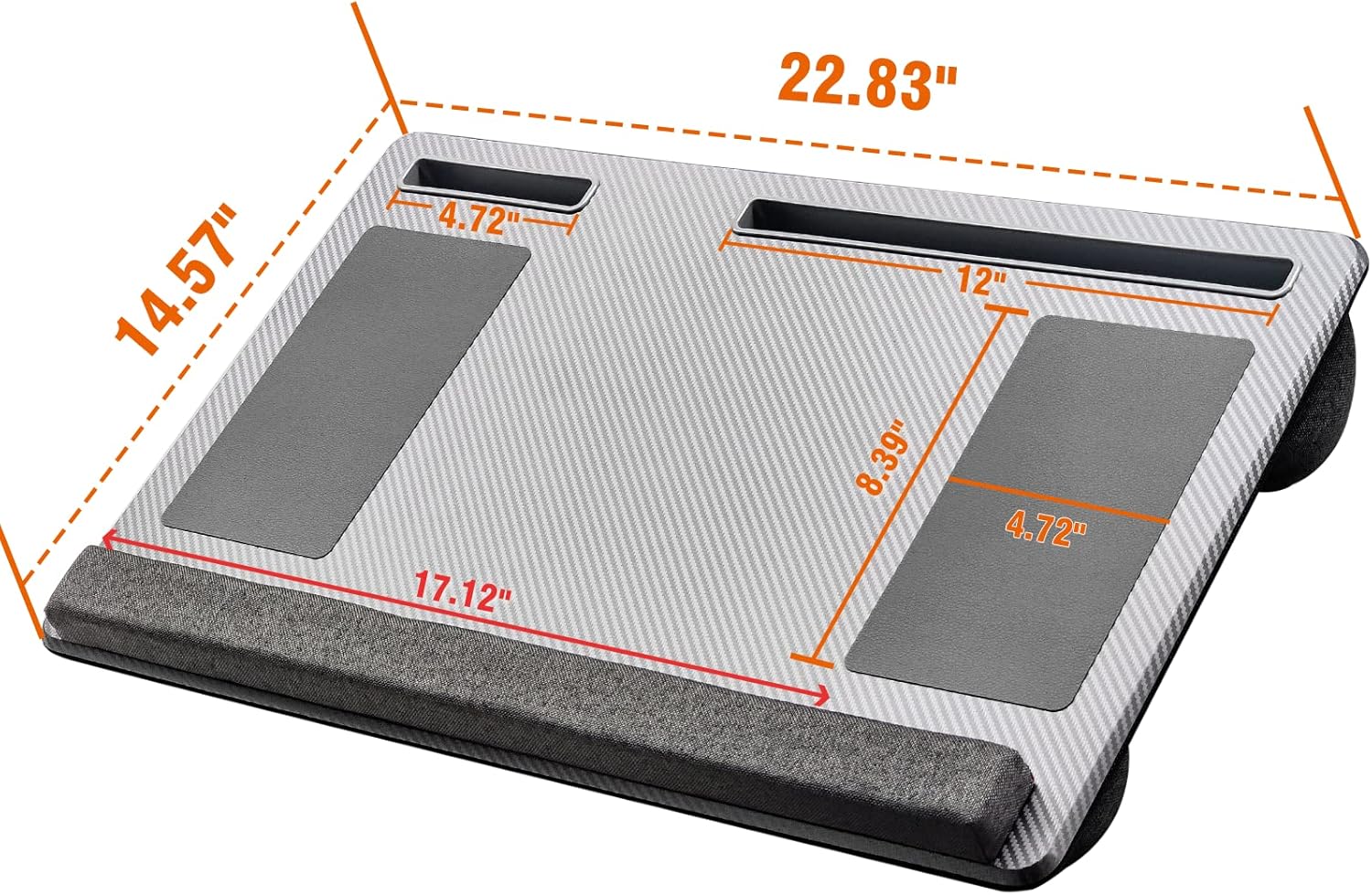 Extra Large Lap Laptop Desk- Home Office Portable LapDesk with Mouse Pad & Wrist Rest for Notebook/MacBook/Tablet, Sofa Bed Working, Writing, Drawing (Carbon Silver, Fit Up to 17-inch Laptops)