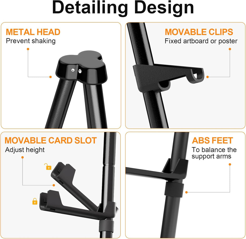 Nicpro Folding Easels for Display, 3 Pack 63 Inch Metal Floor Easel Stand Tripod Black Portable for Artist Poster Wedding with Carry Bag