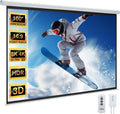 YODOLLA Projector Screen Motorized 100" 16:9, 4K 3D HD Electric Projector Screen Wall Mounted Automatic Ceiling Retractable Drop Down Projection Screen with Remote Movie Screen for Indoor Outdoor Use