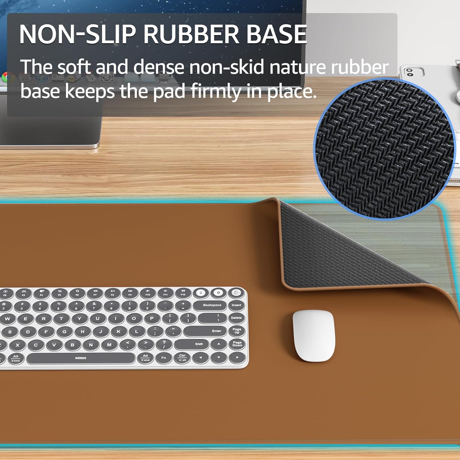 KTRIO Large Gaming Mouse Pad with Stitched Edges, Extended Mousepad with Superior Micro-Weave Cloth, Non-Slip Base, Water Resist Keyboard Pad for Gamer, Office & Home, 31.5x15.7in, Coffee Brown