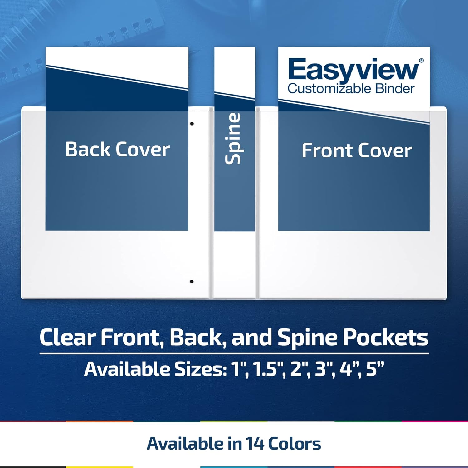 Easyview Premium 3-Ring Binders with Clear-View Covers and Round Rings, Binders for School or Office, 2 Inch, Pack of 6, Black