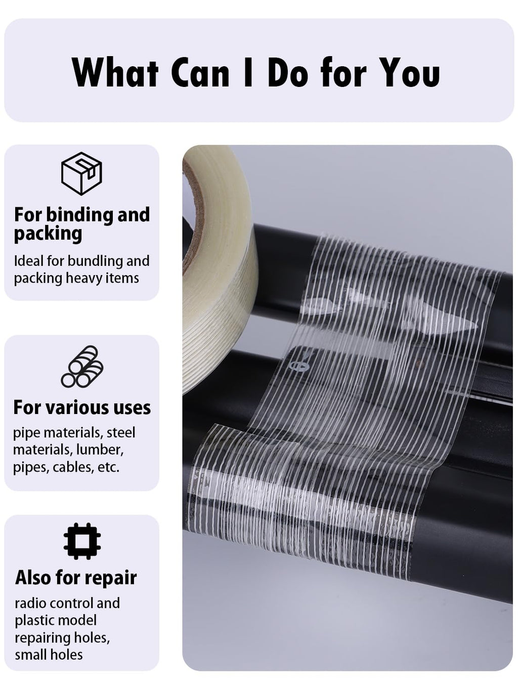 1/2 inch Mono Filament Strapping Tape, Heavy Duty Reinforced Filament Tape, Clear Fiberglass Reinforced Packing, (14 Rolls, 378yds Total)