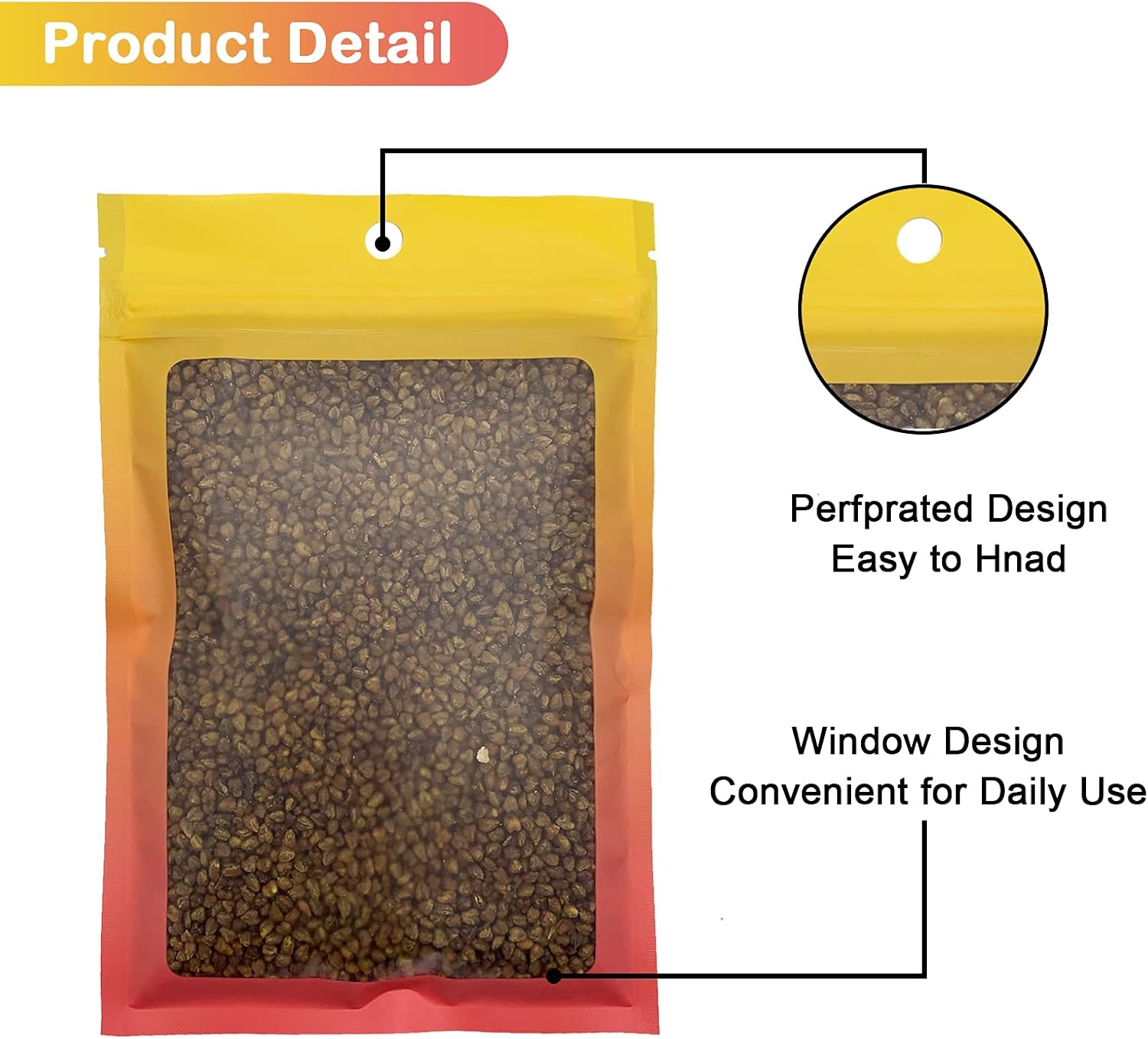 100 Pcs Resealable Mylar Bags, Gradient Color Food Storage Bags, Zip Bag Foil Bags Packaging Pouch for Food Storage, Sample, Small Business (Yellow Orange, 5.9 X 8.6 Inch)