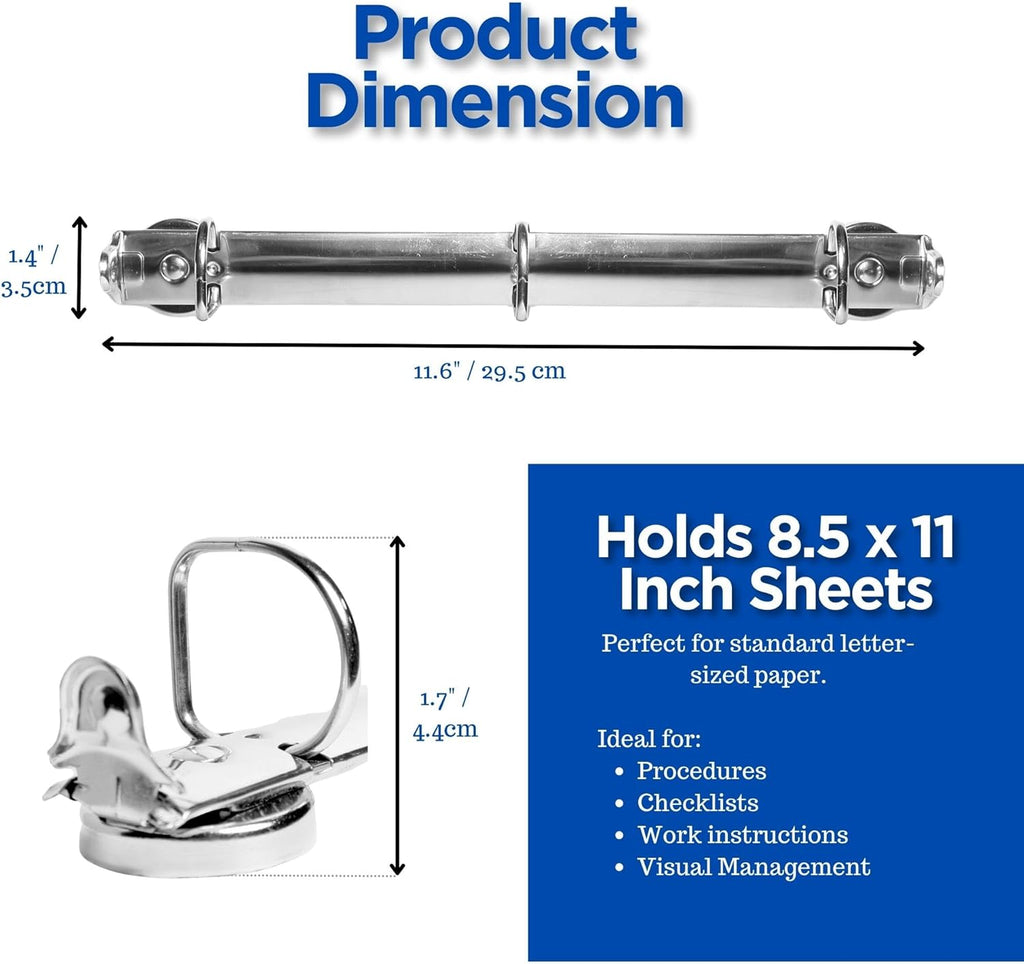 Magnetic Ring Binder Locking Mechanism, 1" D Shaped Rings, 25 Pack - for Hanging 8.5" x 11" Sheets, 225 Sheet Capacity, 50 Protectors Included