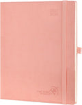 POPRUN Planner 2025-2026 (Large - 8.5'' x 10.5'') Academic Weekly Calendar (July 2025 - June 2026) with Hourly Time Slots, Monthly Tabs, 100GSM Thick Papers, Leather Soft Cover - Pink