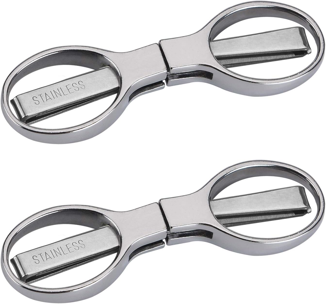 2Pcs Folding Scissors,Portable Stainless Steel Telescopic Cutter, Safety Foldable Pocket Badge Small Scissors for Home, Office, Craft, Sewing, Nurse Accessories, Travel
