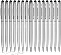 15 Pack Stylus Pens for Touch Screens Stylus Pen Compatible with Phone Tablets Kindle and Black Ink Ballpoint Pens-2 in 1 Stylists pens for Touch Screens (Silver)