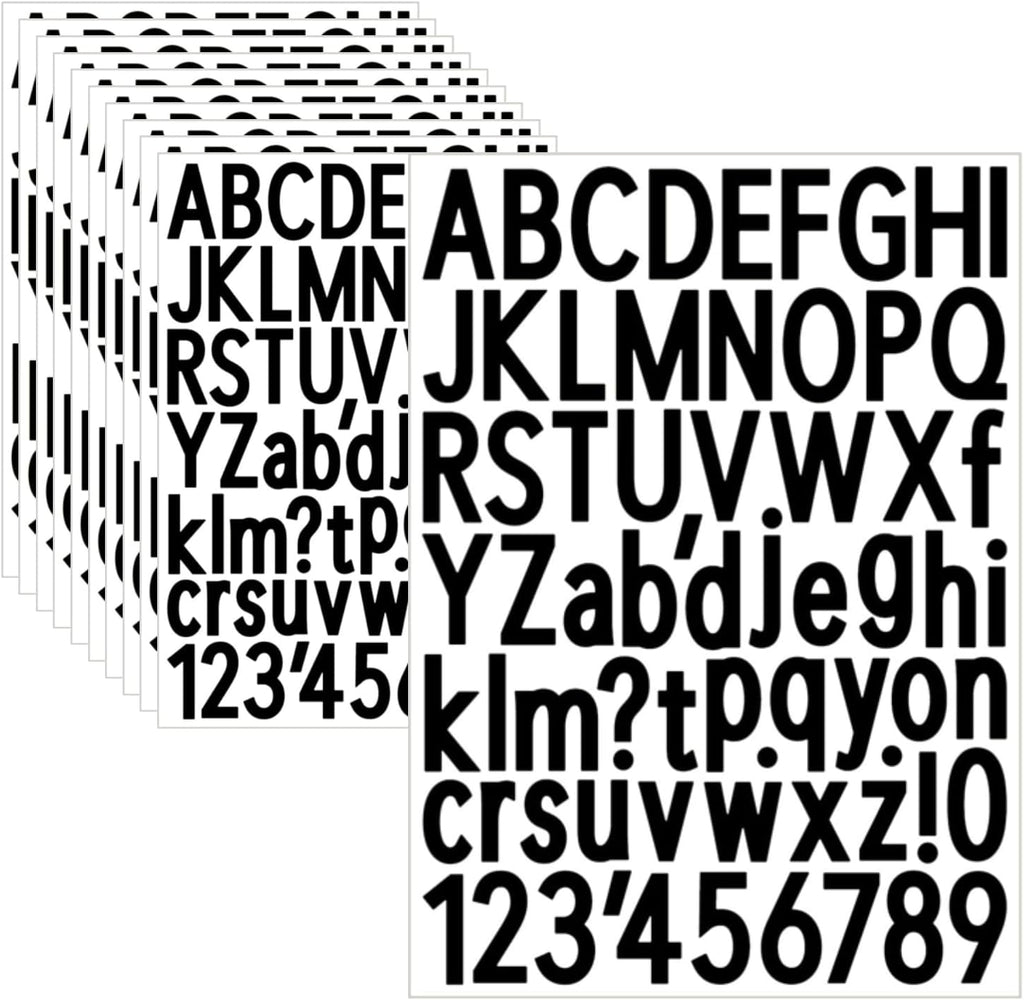 10 Sheets Letter and Number Stickers 1.5 inch Vinyl Self-Adhesive Alphabet Stickers, Mailbox Numbers Stickers, Cup Labels, Holiday Party Decoration (Black, 1.5 inch)