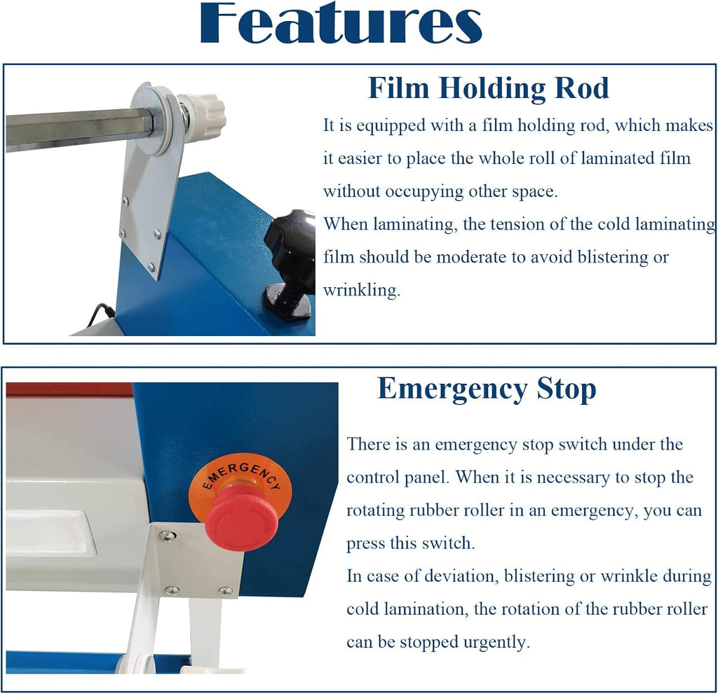 63in Industrial Cold Laminator Electric Manual Cold Roll Laminating Machine with Wide Format Film Hold Rod Casters Vinyl Photo Laminating Machine Soft Rubber Roller for Commercial Offices