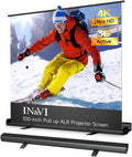 Portable ALR Manual Pull Up Projector Screen,100 in Outdoor Projector Screen 178°Viewing Angle Portable Movie Screen 3D/4K HD 16: 9 Wrinkle-Free Design for Movie Home Theater Backyard Night