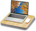 Lap Desk with Pillow Cushion, Portable Laptop Bed Desk, Fits up to 15.6 inch Laptop, Lap Stand for Bed & Couch & Carpet, Book Tablet/Drawing Board - Light Brown Wood