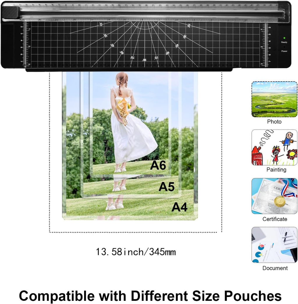 Laminator Machine 9-inch Includes 10pcs ，Laminating Sheets with Corner Rounder，Quick Warm-up， Ideal for Teachers Home Office Portable Lamination Machine