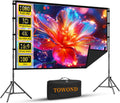 Projector Screen with Stand, TOWOND 100 inch Portable Projector Screen Black Backing, Indoor Outdoor Movie Screen 16:9 4K HD Wrinkle-Free Projection Screen with Carry Bag for Backyard Movie Night