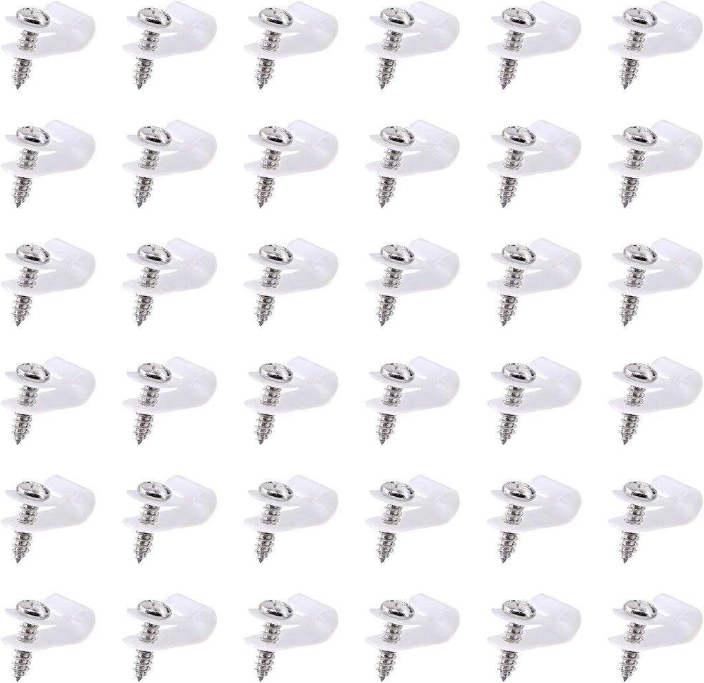 Swpeet 60 Pack White 1/4" Nylon Plastic R-Type Cable Clips Clamp Kit, Nylon Screw Mounting Cord Fastener Clips with 60 Pack Screws for Wire Management